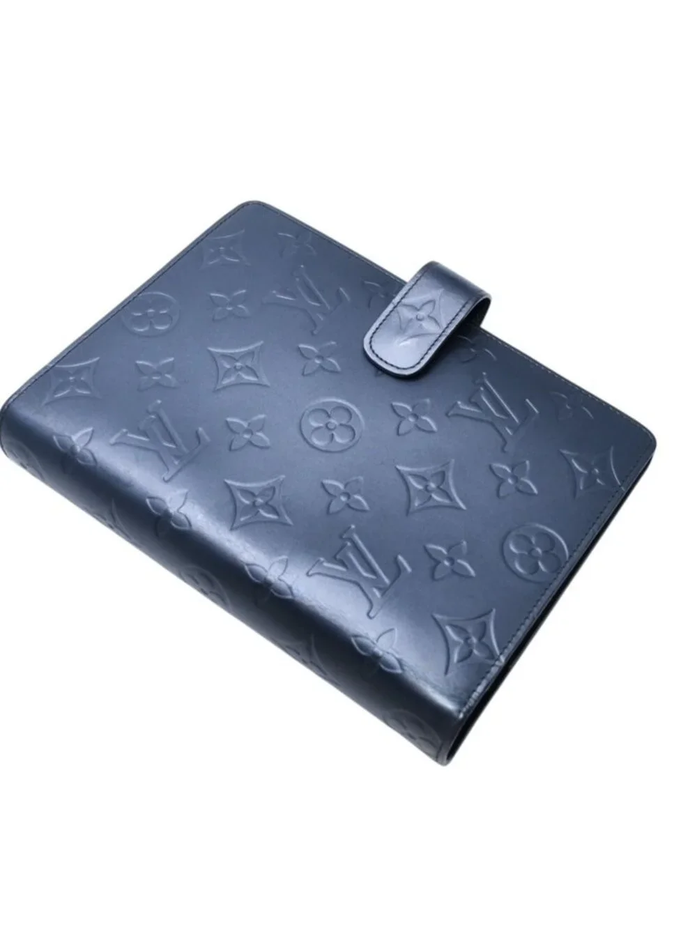 Louis Vuitton Agenda MM Monogram Matte Notebook Cover Metallic Noir Leather